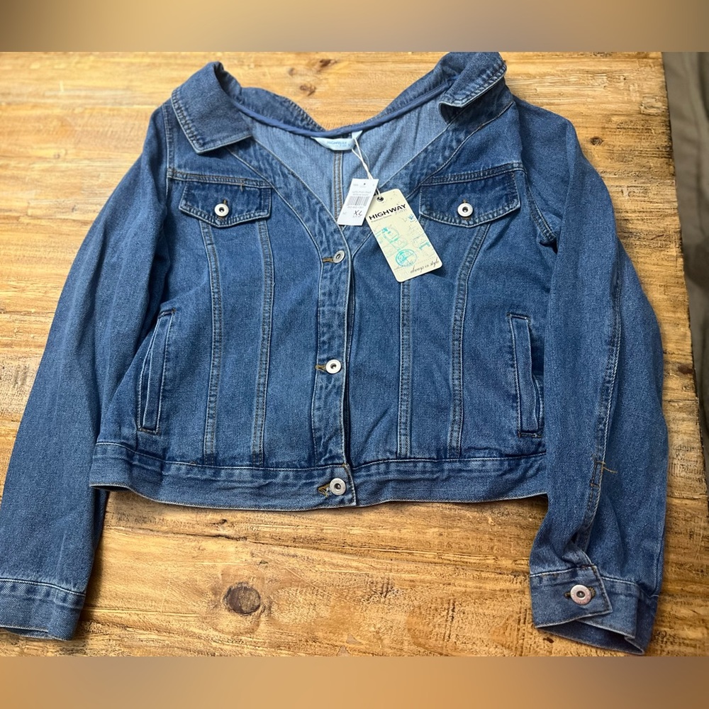 Xl off the shoulder Jean jacket nwt